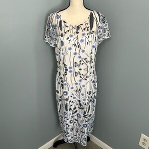 Adrianna Papell Women’s Blue/White Poly Blend Eyelet Dress Sz 14